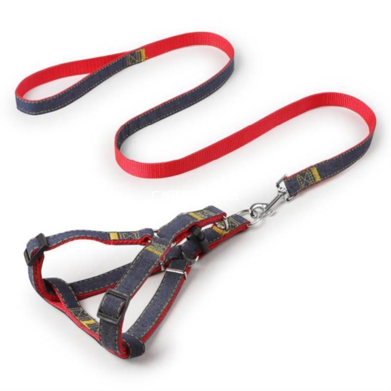 HKM-000787 Denim Stitched Pet Leash - Adjustable Lengths for Small to Large Cats