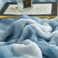 HKM-000787 Reversible Blue Camouflage Plush Comforter Set - Ultra Soft Faux Rabbit Hair, All-Season Bedding, Geometric Design