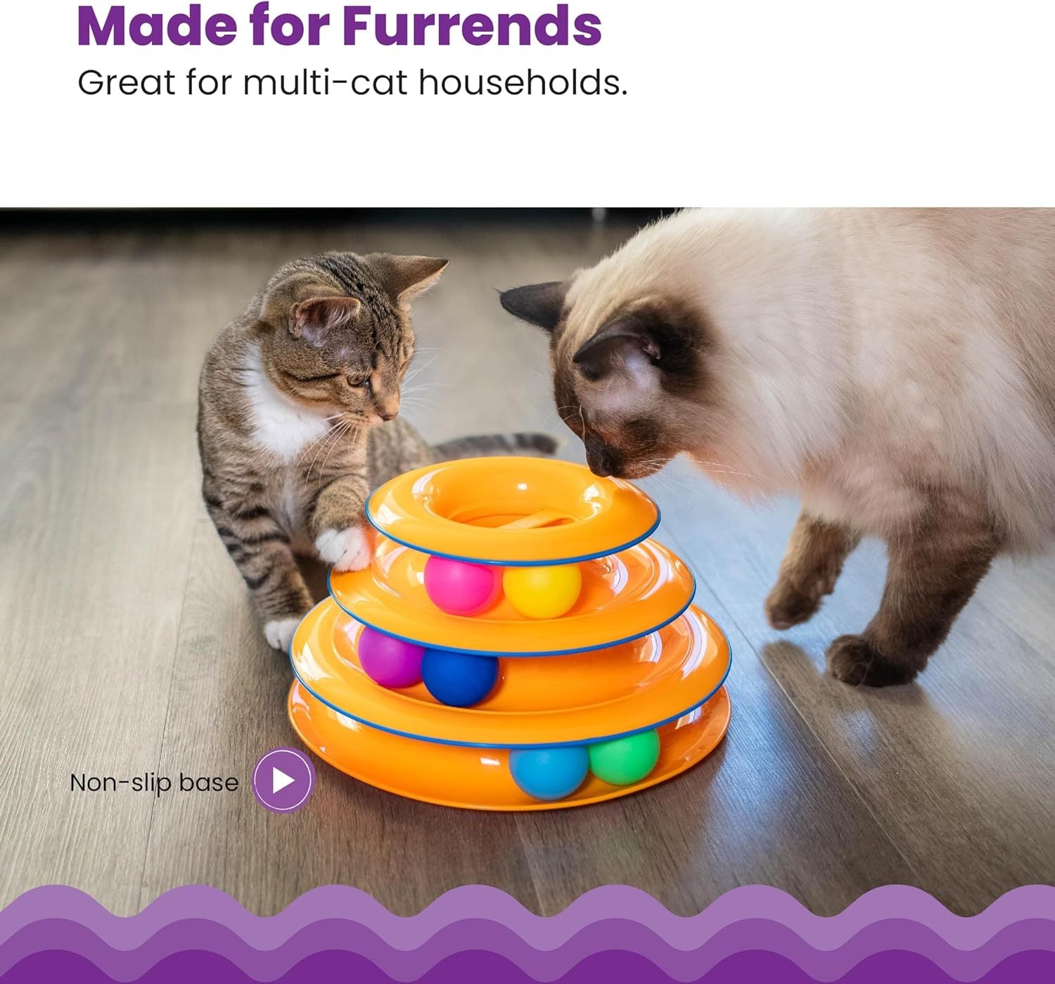 HKM-000979 Interactive 3-Tier Cat Track with Spinning Balls for Active Play and Exercise