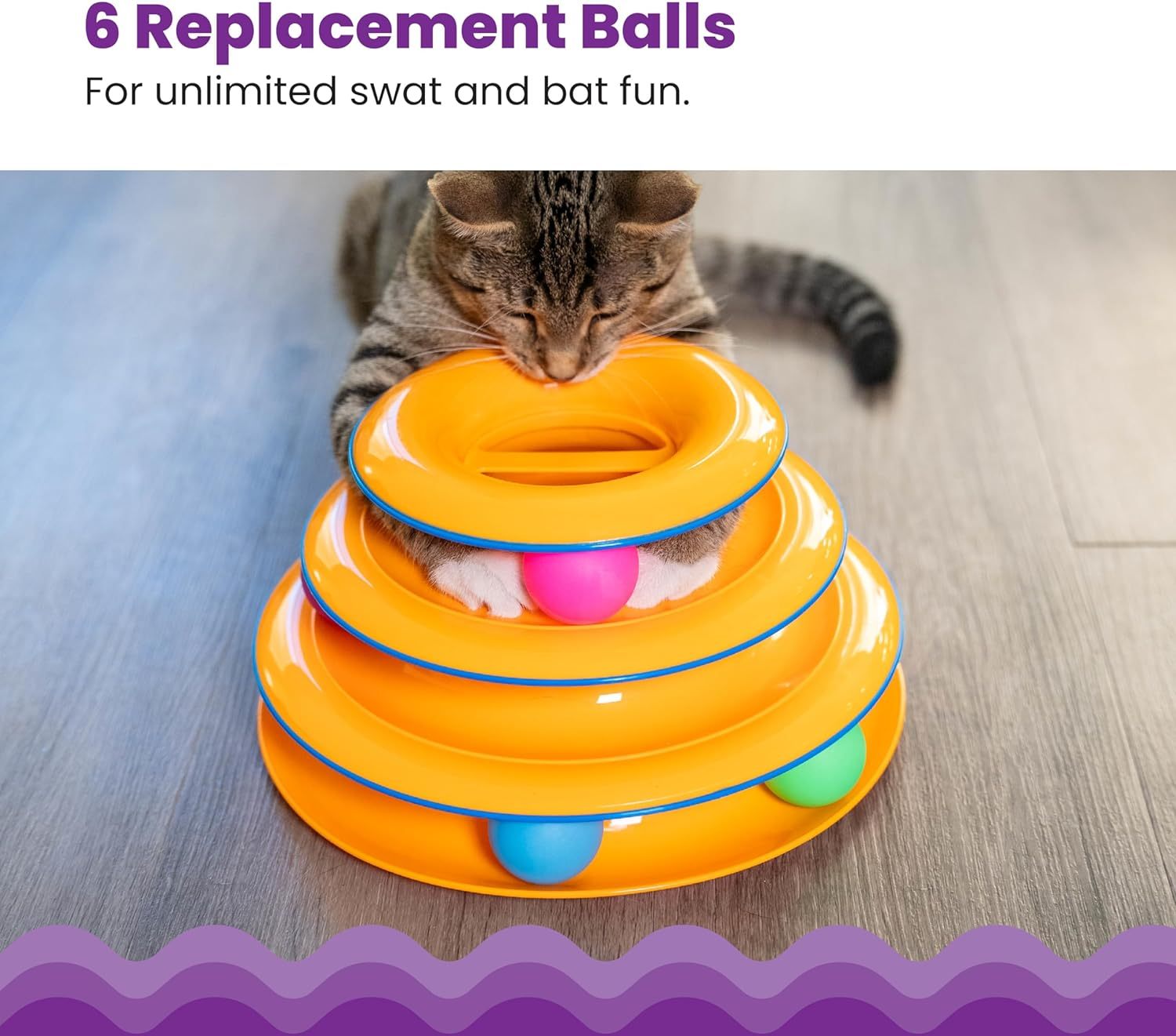 HKM-000979 Interactive 3-Tier Cat Track with Spinning Balls for Active Play and Exercise