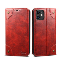HKM-001043 Mobile Phone Wallet Case in Oil Wax Artificial Leather for iPhone Models