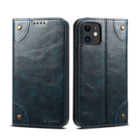 HKM-001043 Mobile Phone Wallet Case in Oil Wax Artificial Leather for iPhone Models