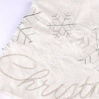 HKM-001235 48-Inch Non-Woven Linen Christmas Tree Skirt with Snowflake Design