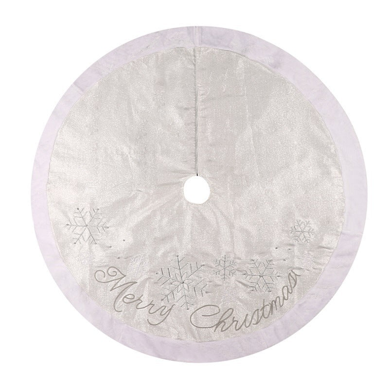 HKM-001235 48-Inch Non-Woven Linen Christmas Tree Skirt with Snowflake Design