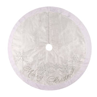 HKM-001235 48-Inch Non-Woven Linen Christmas Tree Skirt with Snowflake Design