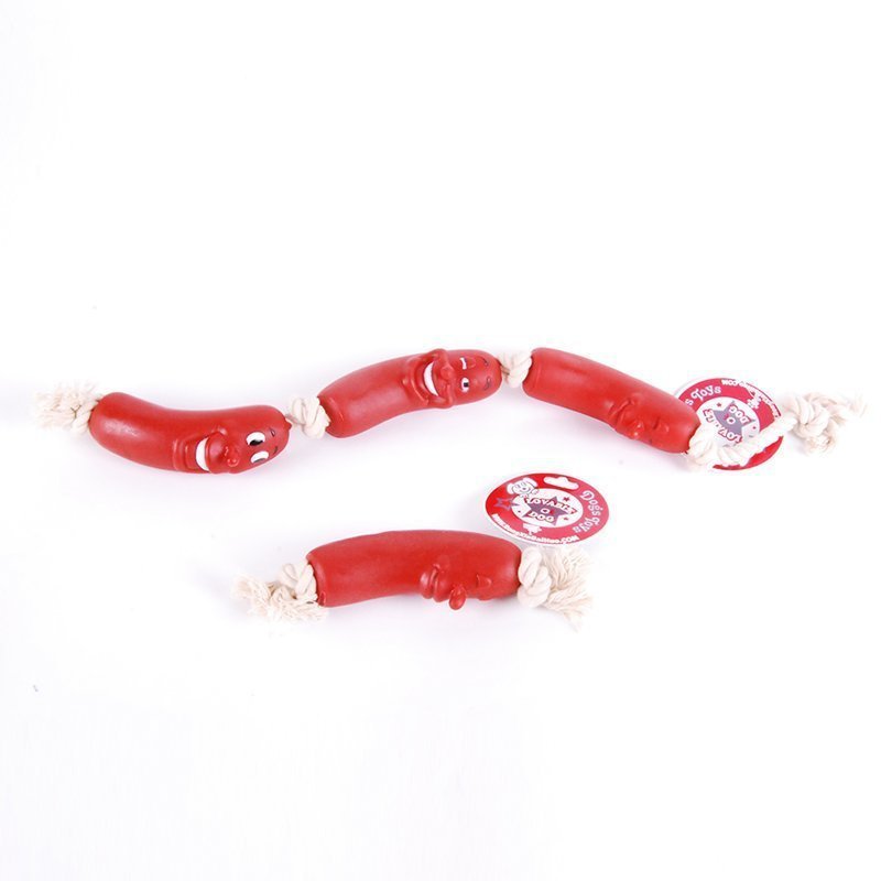 HKM-001427 Eco-Friendly Silicone Sausage Gnaws Toy for Dental Care and Teeth Cleaning