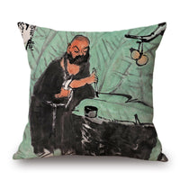 HKM-001491 Retro Landscape Cotton Cushion Cover for Home Decor - 45x45cm
