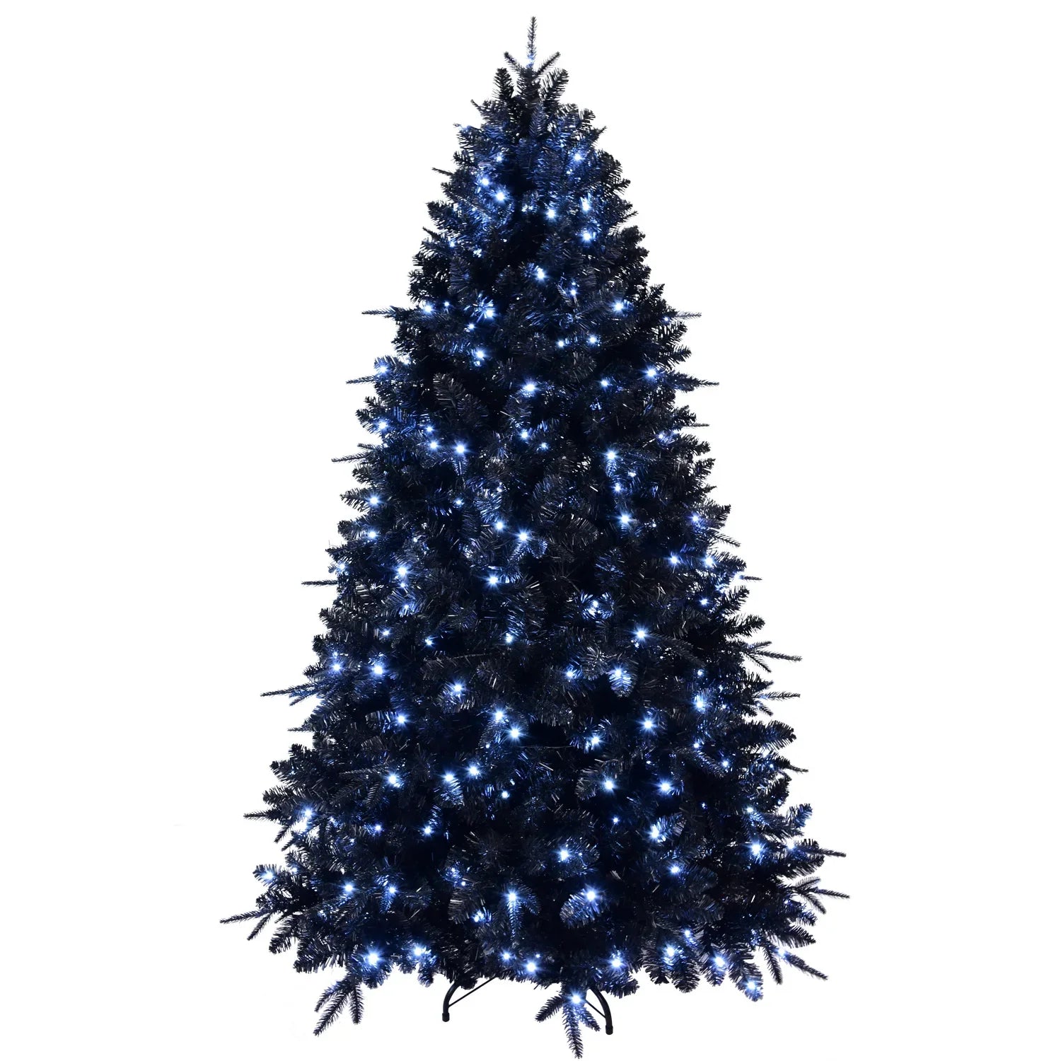 KTX-001555 8ft Blue Christmas Tree with LED Lights and Lamp, Indoor/Outdoor Pine Design