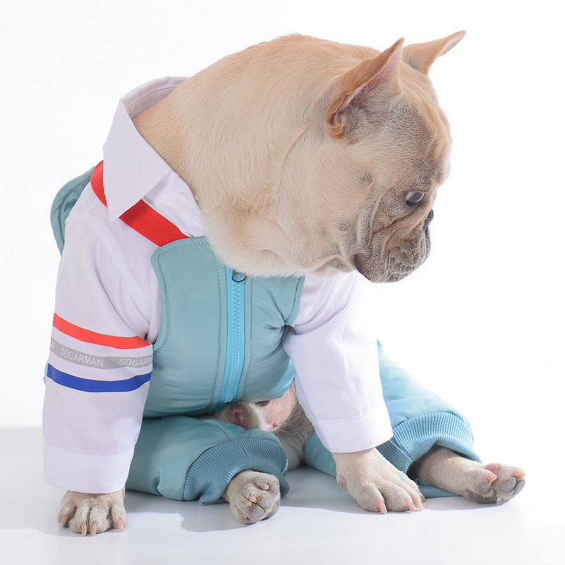 HKM-001555 Cotton Strap Pants for Dogs in Bean Green, Grey, and Blue - Multiple Sizes Available