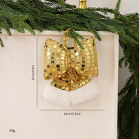 HKM-001555 Elegant Mirror Bow Christmas Tree Decoration in Gold, Silver, and Red Paillettes