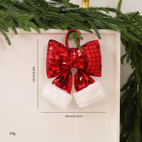 HKM-001555 Elegant Mirror Bow Christmas Tree Decoration in Gold, Silver, and Red Paillettes