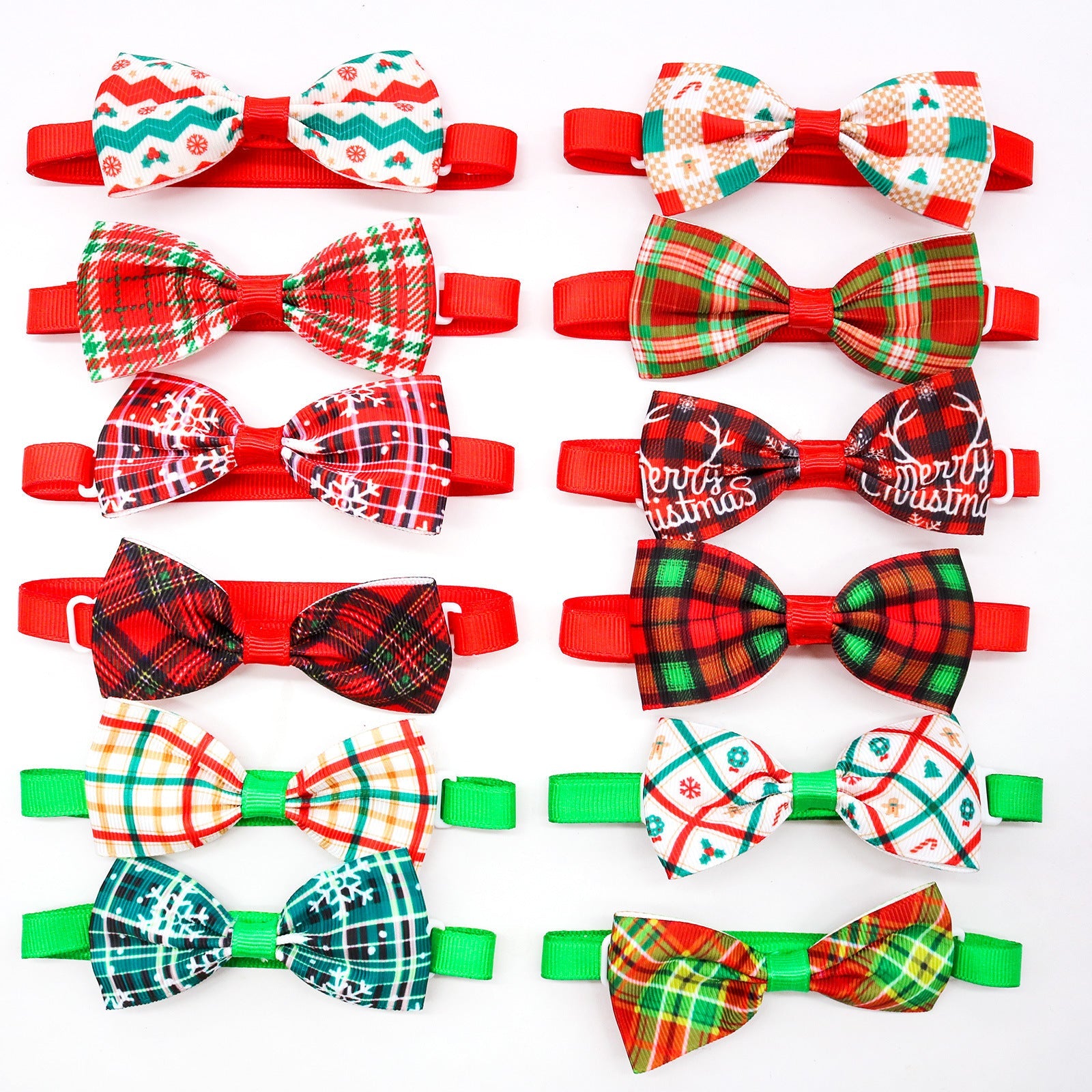 HKM-001619 Christmas Plaid Striped Bow Tie for Dogs and Cats - Multiple Colors Available