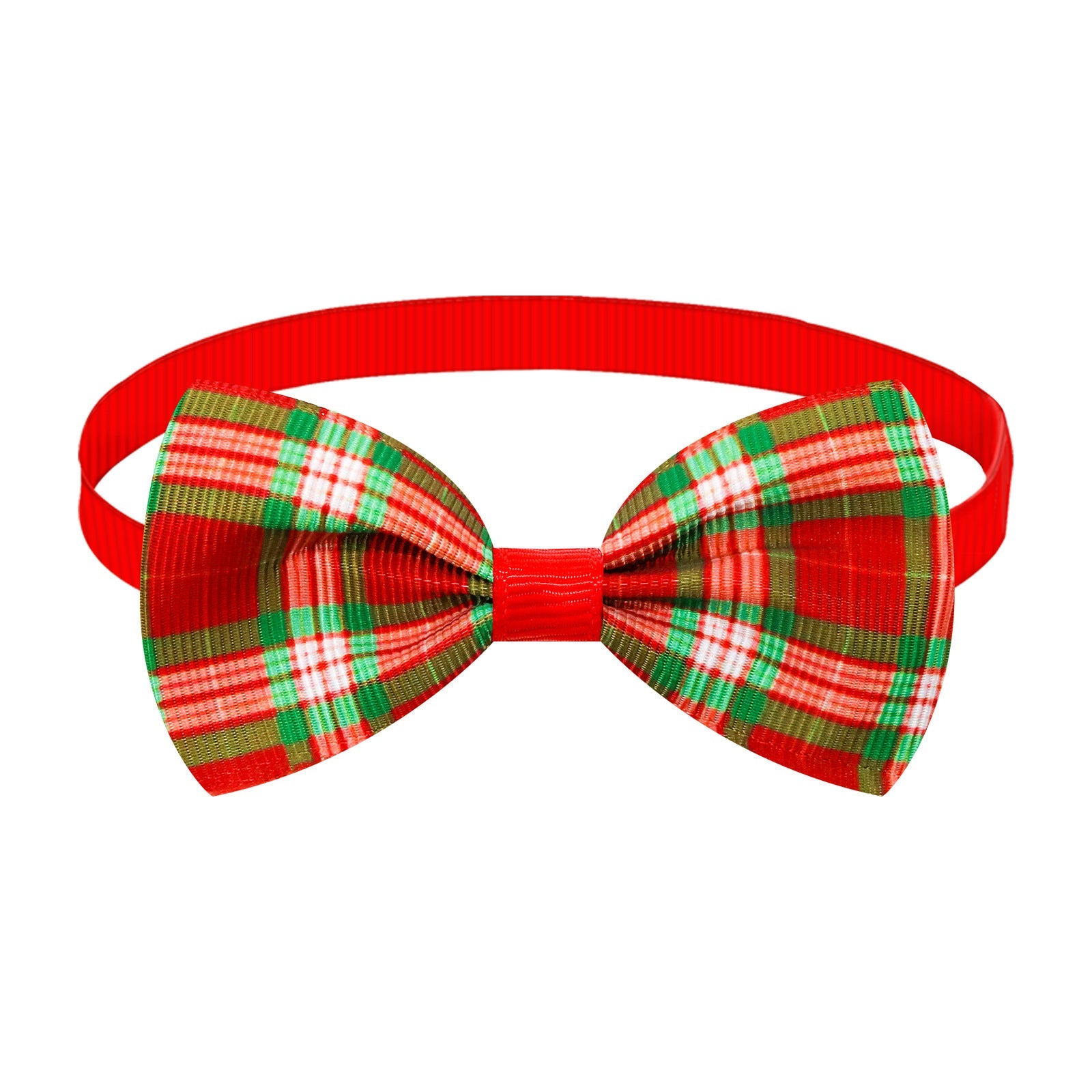 HKM-001619 Christmas Plaid Striped Bow Tie for Dogs and Cats - Multiple Colors Available