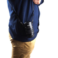 HKM-001683 Camera Lens Flipper Dual Lens Holder for Nikon E-Mount - Aluminum Alloy with Cotton Shoulder Strap