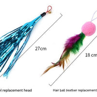 HKM-001747 Colorful Feather Replacement Heads for Cat Fishing Rod - 12-Piece Set