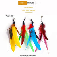 HKM-001747 Colorful Feather Replacement Heads for Cat Fishing Rod - 12-Piece Set