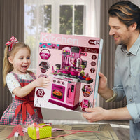 HKM-001747 Multifunctional Kids Kitchen Playset with Lighting and Music for Pretend Cooking Fun