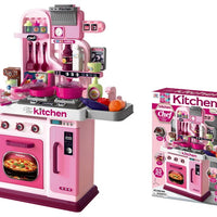 HKM-001747 Multifunctional Kids Kitchen Playset with Lighting and Music for Pretend Cooking Fun