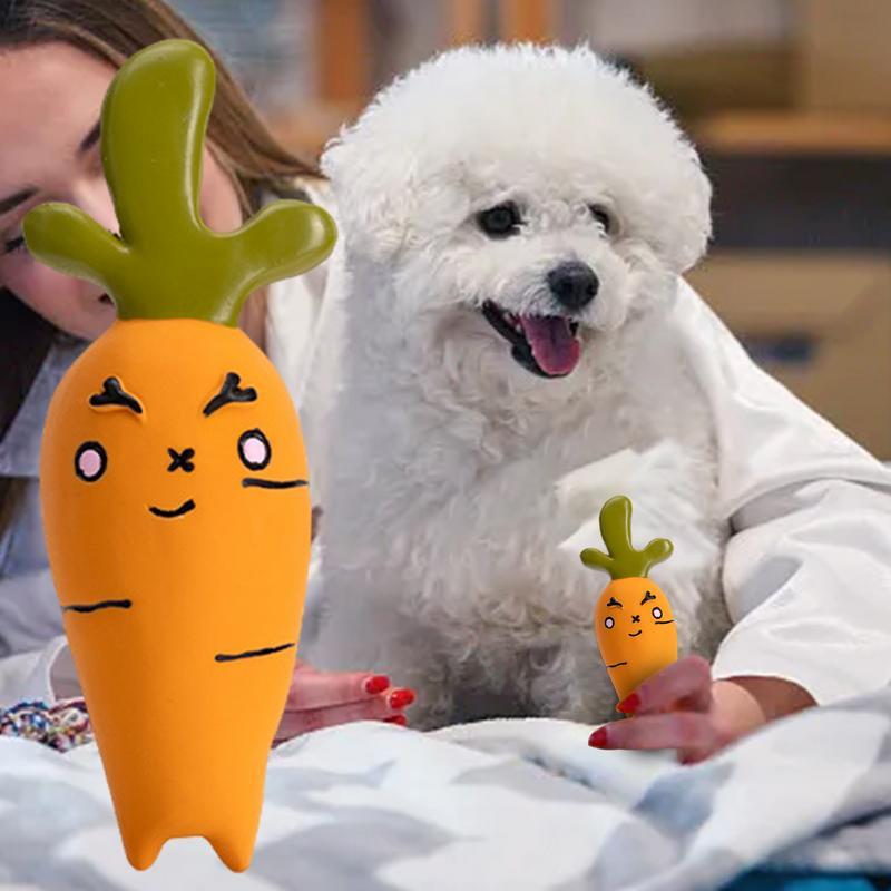 HKM-001875 Cute Vegetable Dog Chew Toy - Cartoon Onion & Eggplant Teething Latex Toy for Puppies