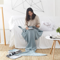 HKM-001875 Knitted Crochet Mermaid Tail Blanket for Children - Soft, Cozy Sleeping Blanket