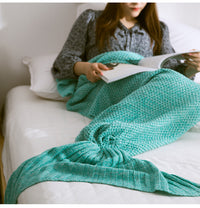 HKM-001875 Knitted Crochet Mermaid Tail Blanket for Children - Soft, Cozy Sleeping Blanket