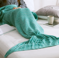 HKM-001875 Knitted Crochet Mermaid Tail Blanket for Children - Soft, Cozy Sleeping Blanket