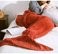 HKM-001875 Knitted Crochet Mermaid Tail Blanket for Children - Soft, Cozy Sleeping Blanket