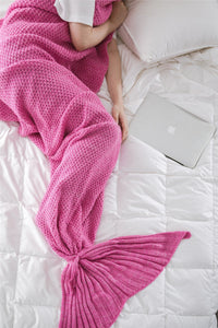HKM-001875 Knitted Crochet Mermaid Tail Blanket for Children - Soft, Cozy Sleeping Blanket