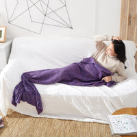 HKM-001875 Knitted Crochet Mermaid Tail Blanket for Children - Soft, Cozy Sleeping Blanket