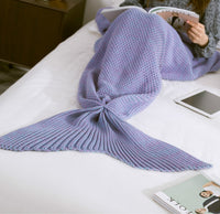 HKM-001875 Knitted Crochet Mermaid Tail Blanket for Children - Soft, Cozy Sleeping Blanket