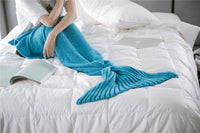 HKM-001875 Knitted Crochet Mermaid Tail Blanket for Children - Soft, Cozy Sleeping Blanket