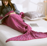 HKM-001875 Knitted Crochet Mermaid Tail Blanket for Children - Soft, Cozy Sleeping Blanket