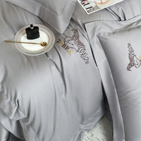 HKM-001939 Light Brushed Solid Color Pure Cotton Four-Piece Bedding Set for Autumn and Winter