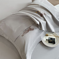 HKM-001939 Light Brushed Solid Color Pure Cotton Four-Piece Bedding Set for Autumn and Winter
