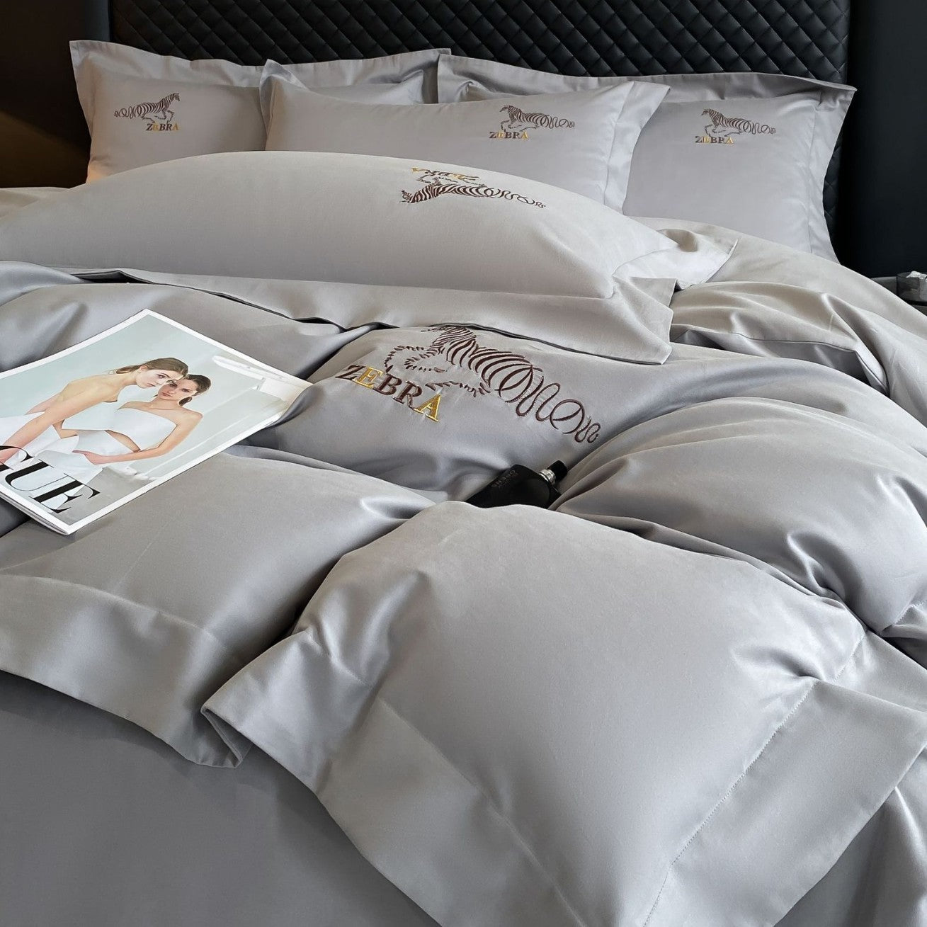 KTX-001939 Light Brushed Solid Color Pure Cotton Four-Piece Bedding Set for Autumn and Winter