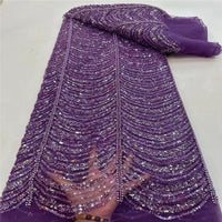 HKM-001939 Sequined Wave Line Bead Tube Lace for Wedding Dresses and DIY Projects