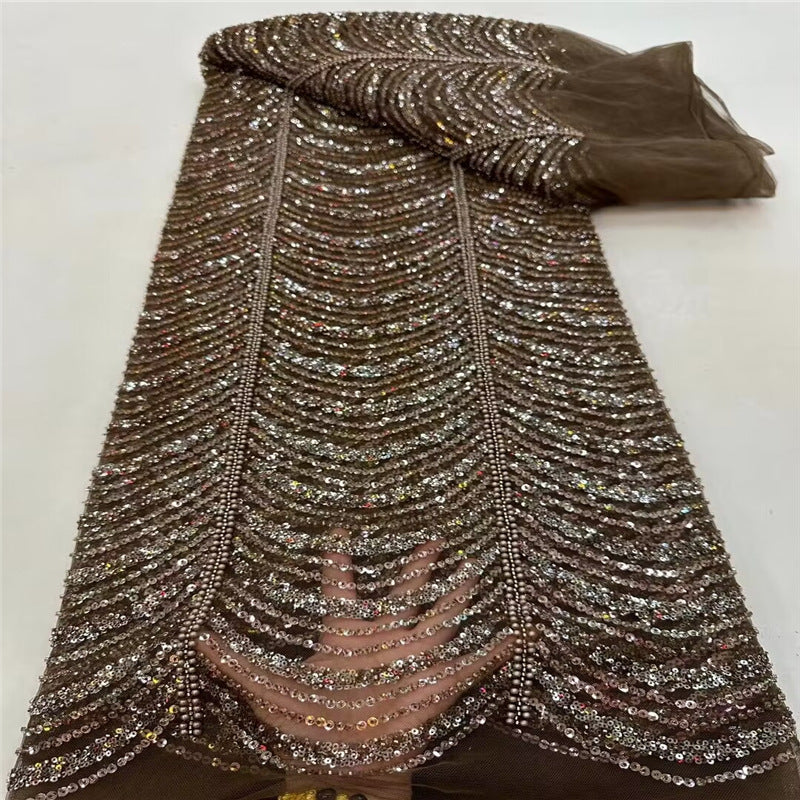 HKM-001939 Sequined Wave Line Bead Tube Lace for Wedding Dresses and DIY Projects