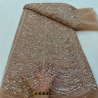 HKM-001939 Sequined Wave Line Bead Tube Lace for Wedding Dresses and DIY Projects