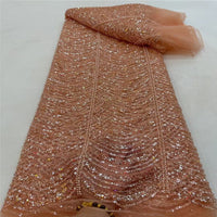 HKM-001939 Sequined Wave Line Bead Tube Lace for Wedding Dresses and DIY Projects