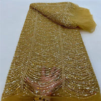 HKM-001939 Sequined Wave Line Bead Tube Lace for Wedding Dresses and DIY Projects