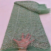 HKM-001939 Sequined Wave Line Bead Tube Lace for Wedding Dresses and DIY Projects