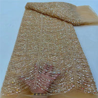 HKM-001939 Sequined Wave Line Bead Tube Lace for Wedding Dresses and DIY Projects