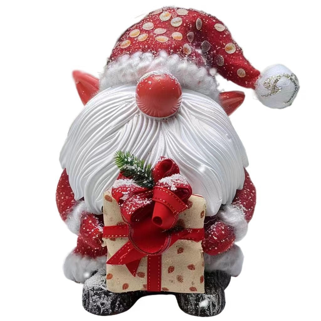 KTX-002195 Christmas Green Fur Snowman Decoration - Charming Resin Home Ornament for Holiday Celebrations