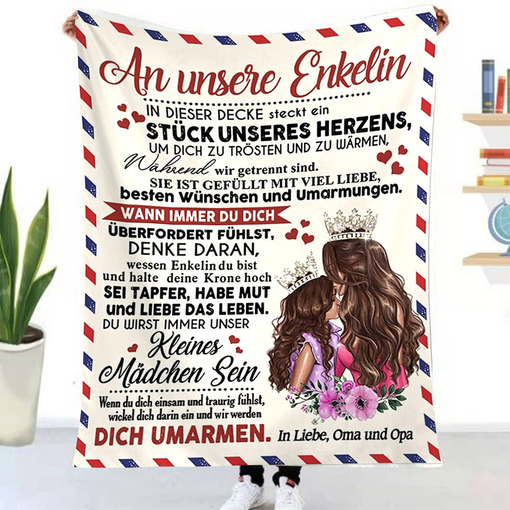 KTX-002259 Cozy Retro Coral Fleece Blanket with 3D Design for Daughters