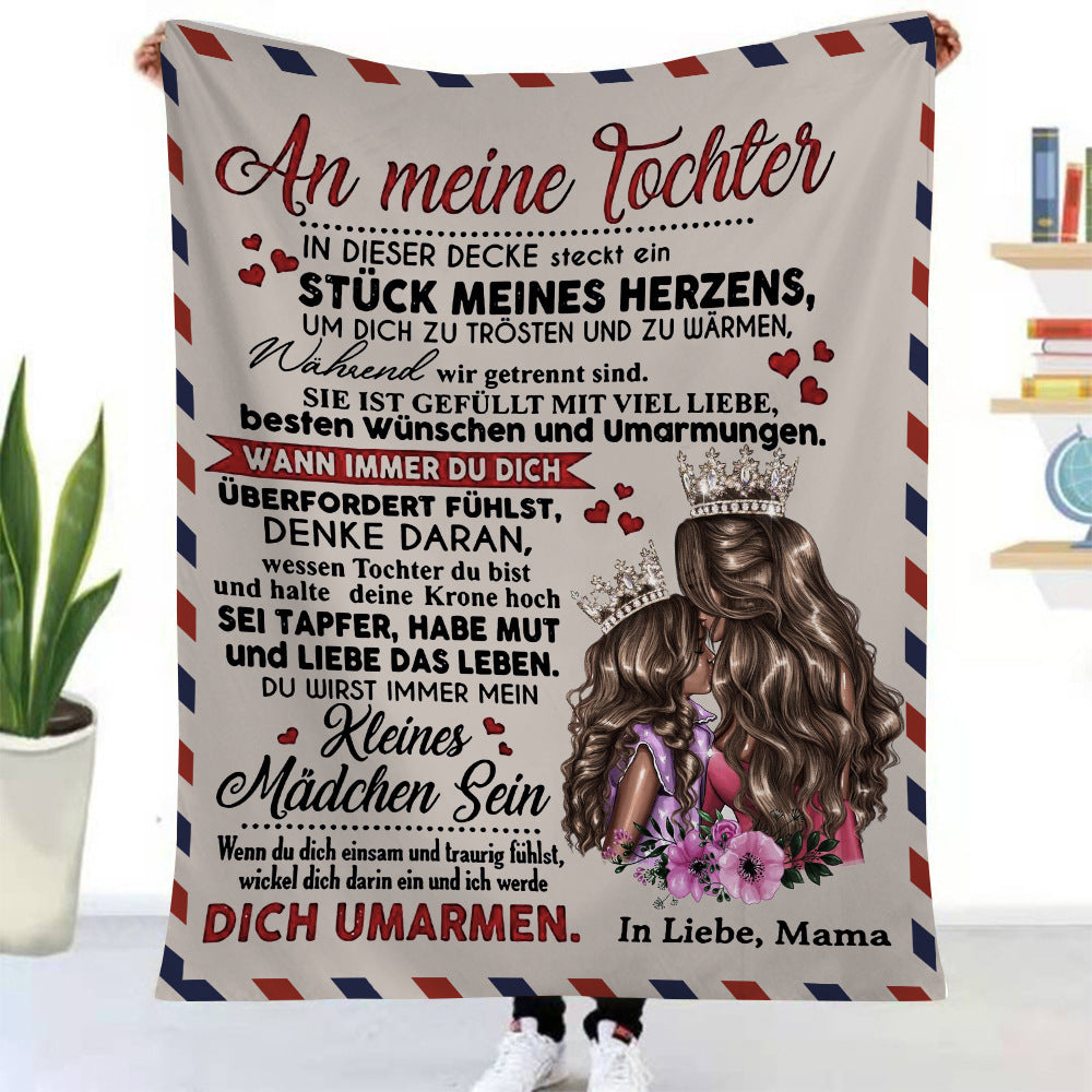 KTX-002259 Cozy Retro Coral Fleece Blanket with 3D Design for Daughters