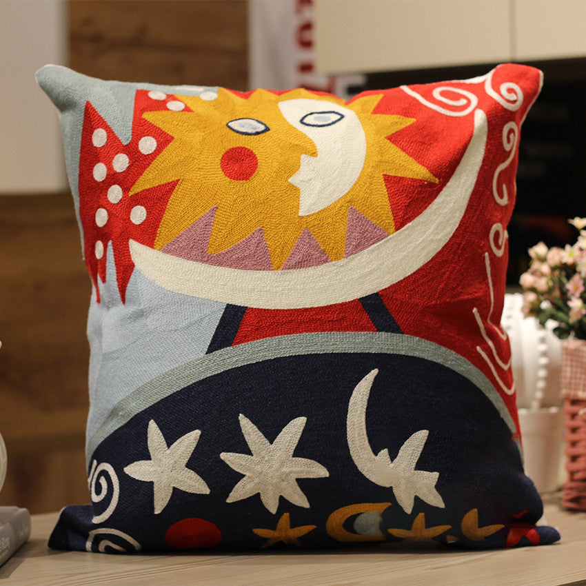 KTX-002323 Cartoon Embroidered Pillowcase with Unique Designs in Cotton and PP Cotton Filling