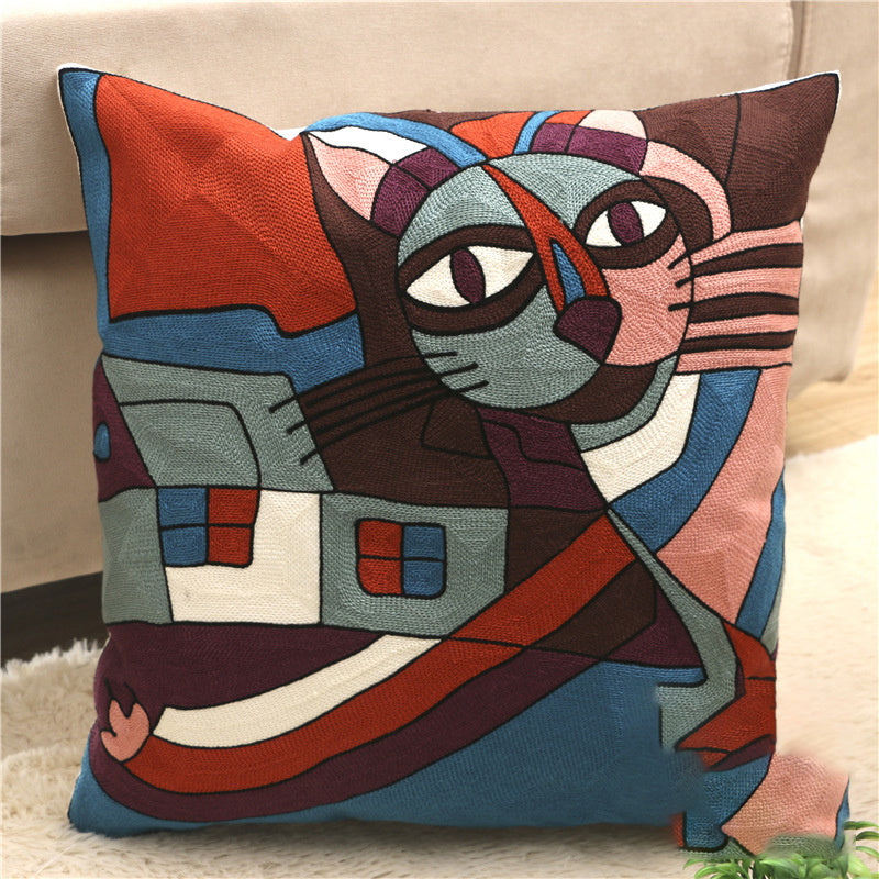 KTX-002323 Cartoon Embroidered Pillowcase with Unique Designs in Cotton and PP Cotton Filling