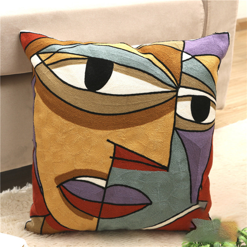 KTX-002323 Cartoon Embroidered Pillowcase with Unique Designs in Cotton and PP Cotton Filling