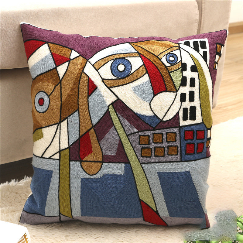 KTX-002323 Cartoon Embroidered Pillowcase with Unique Designs in Cotton and PP Cotton Filling