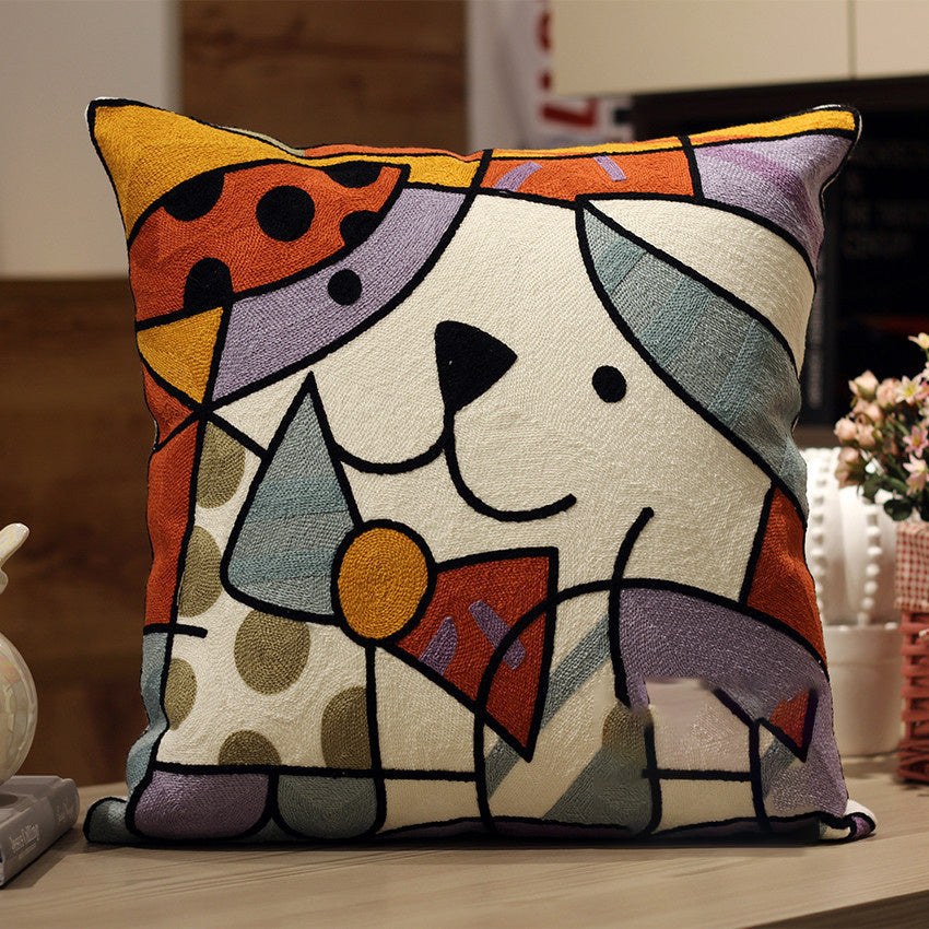 KTX-002323 Cartoon Embroidered Pillowcase with Unique Designs in Cotton and PP Cotton Filling